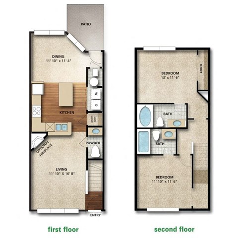 a comparison of two floor plans with different layouts